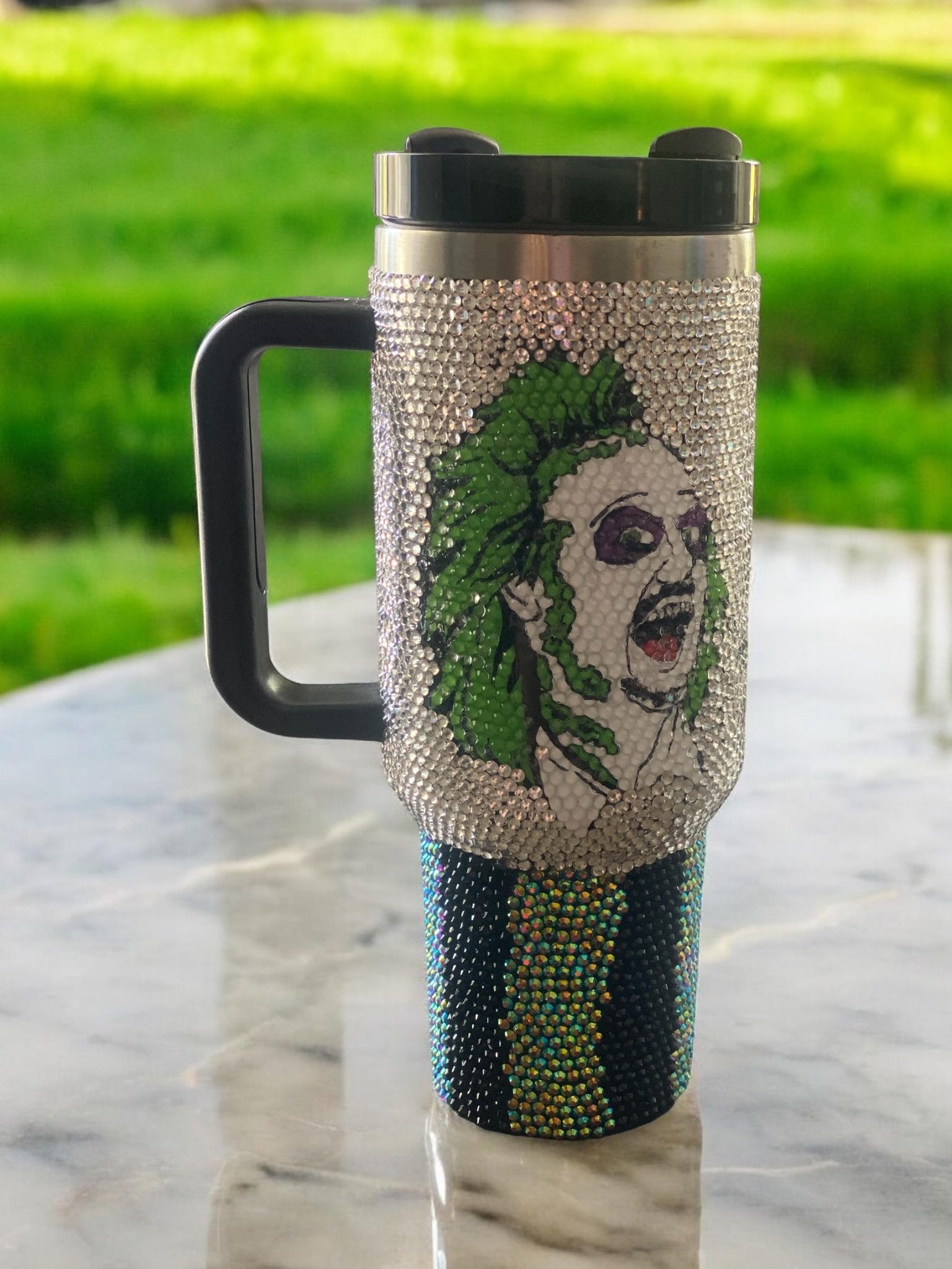 40oz Halloween Tumbler  Horror Movie Travel Mug  Horror Movie Gift Ideas  Halloween Gift  Bling Tumbler  Beetlejuice Bling Tumbler TUM2708