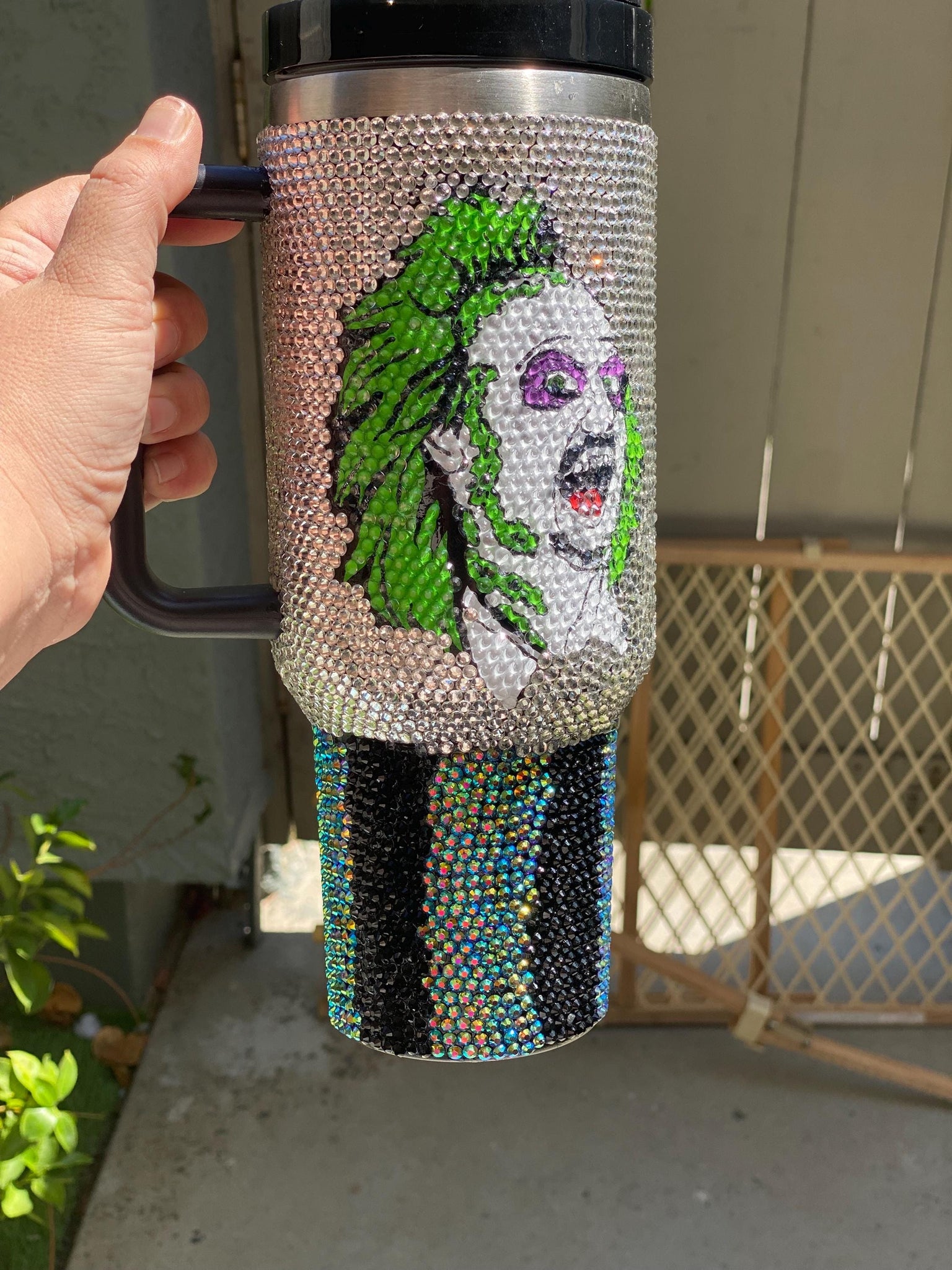 40oz Halloween Tumbler  Horror Movie Travel Mug  Horror Movie Gift Ideas  Halloween Gift  Bling Tumbler  Beetlejuice Bling Tumbler TUM2708