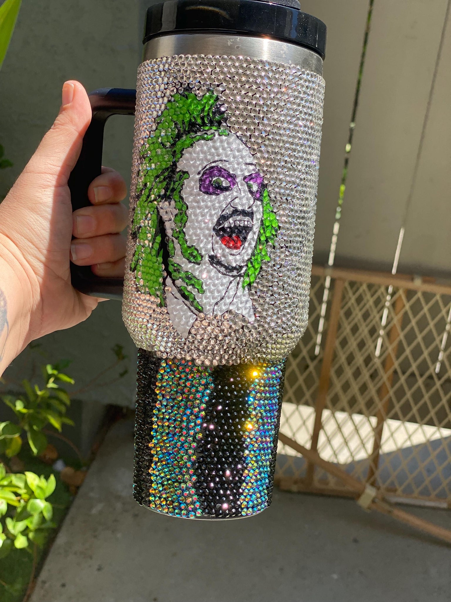 40oz Halloween Tumbler  Horror Movie Travel Mug  Horror Movie Gift Ideas  Halloween Gift  Bling Tumbler  Beetlejuice Bling Tumbler TUM2708