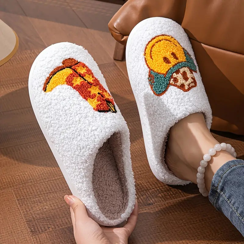 Cartoon Print Home Warm Slippers, Soft Sole Platform Closed Toe Fuzzy Shoes, Non-slip Bedroom Plush Shoes SL0808 17