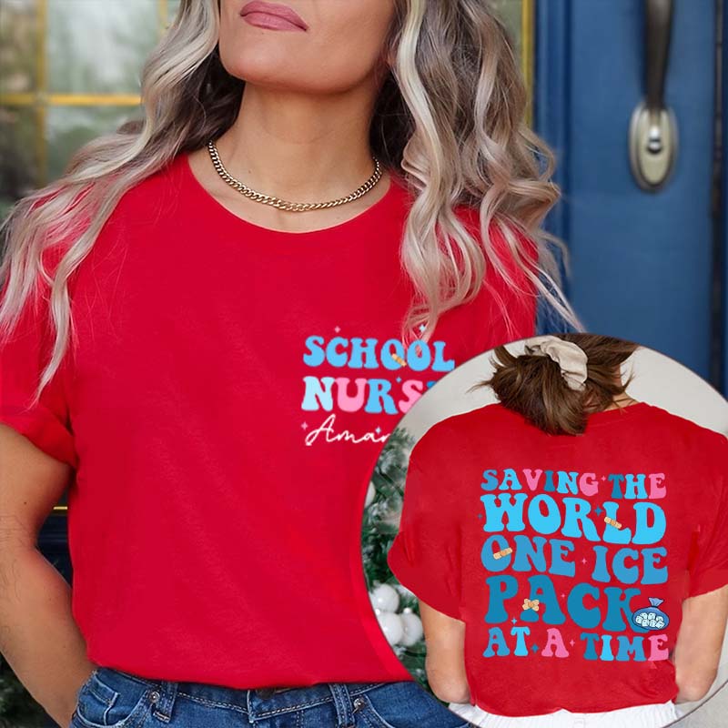 Personalized Saving The World One Ice Pack At A Time Teacher Two Sided T-Shirt 2MAT88