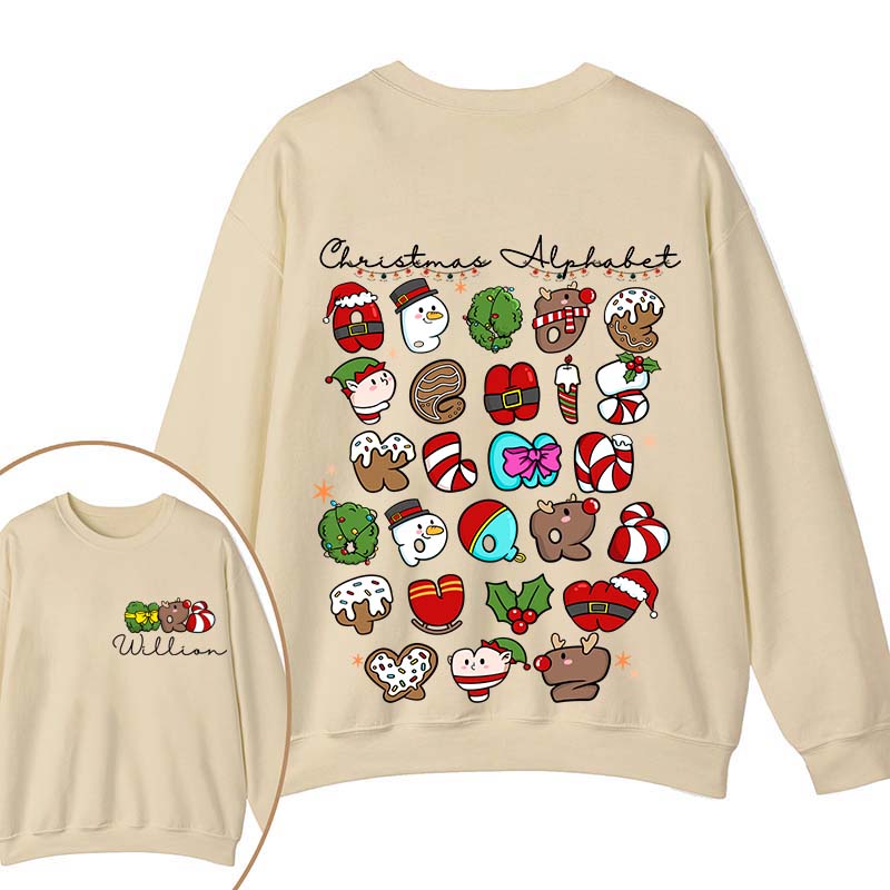 Personalized Christmas Alphabet Teacher Two Sided Sweatshirt 2MAT68