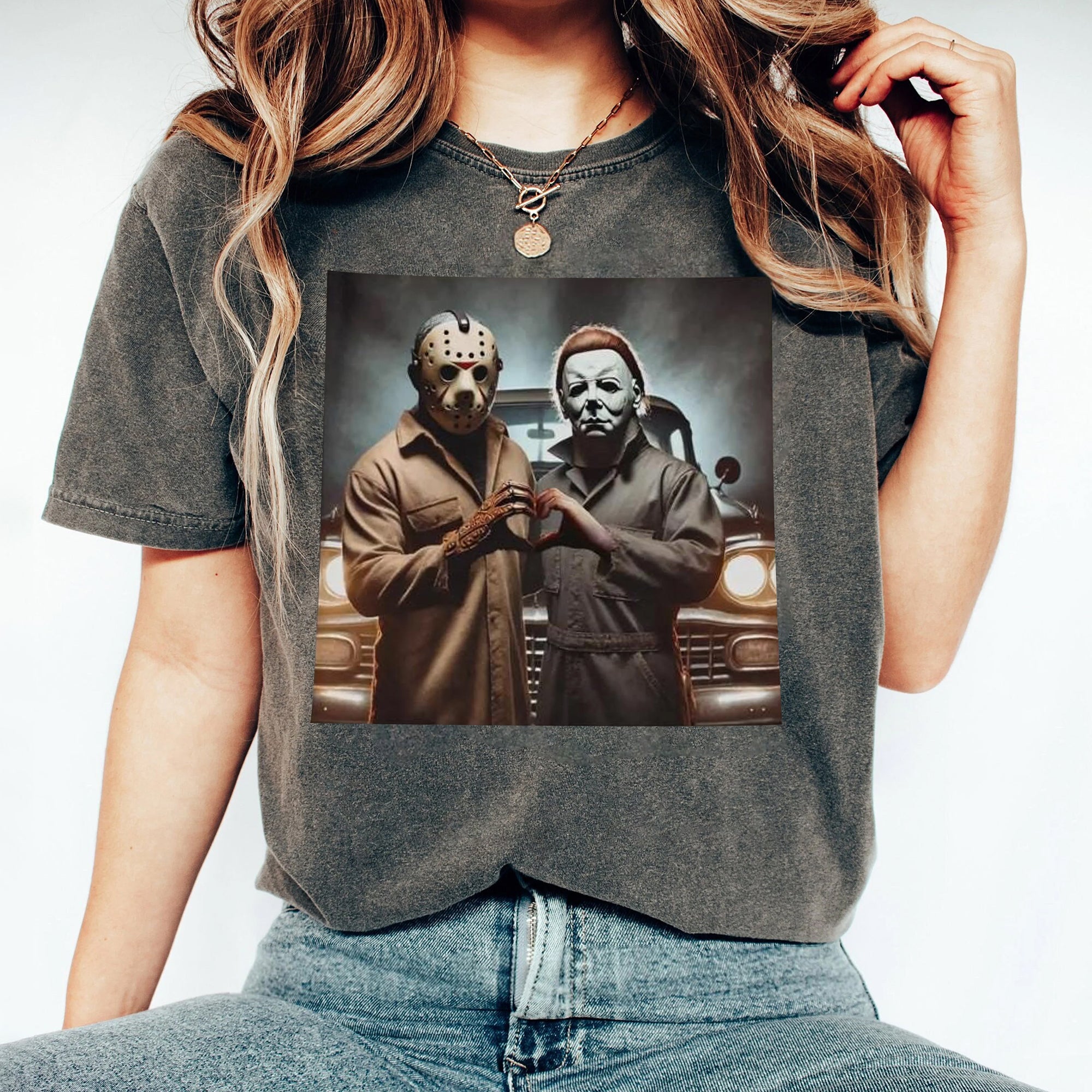Michael Meyers Halloween Heart Hands Shirt, Michael Meyers Shirt Shirt, Horror Movie Shirt, Myers Thriller Friday the 13th Horror 1 EEE