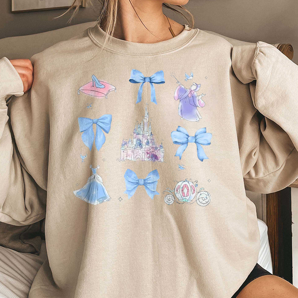Disney Watercolor Coquette Bows Shirt, Princess Cinderella Shirt, Disney Princess Shirt, Cinderella Castle Shirt, Disney Vacation Shirt CCC
