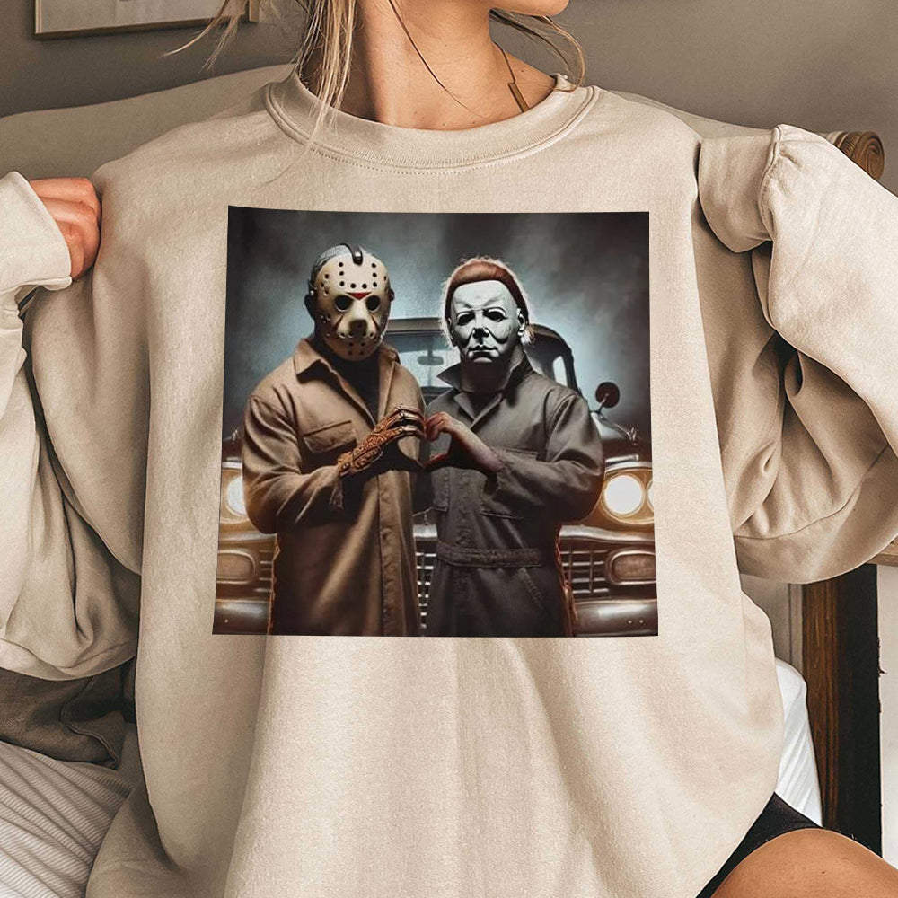 Michael Meyers Halloween Heart Hands Shirt, Michael Meyers Shirt Shirt, Horror Movie Shirt, Myers Thriller Friday the 13th Horror 1 EEE
