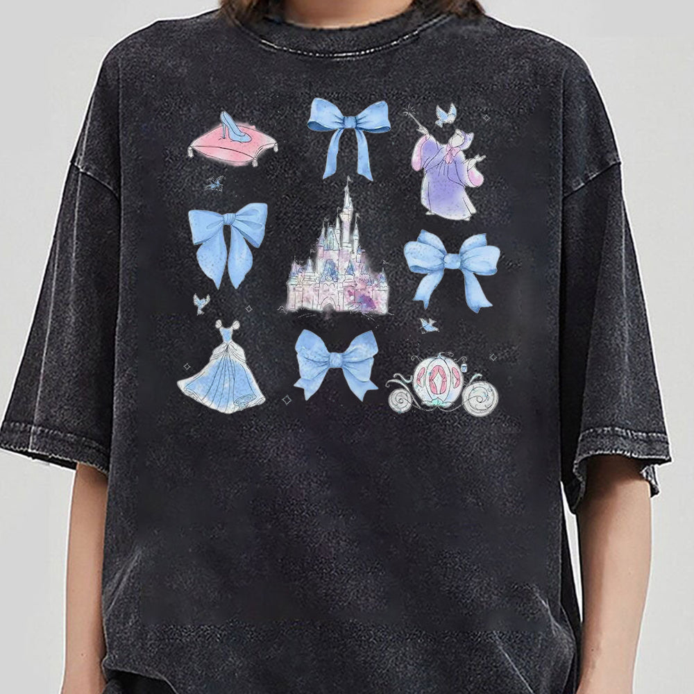 Disney Watercolor Coquette Bows Shirt, Princess Cinderella Shirt, Disney Princess Shirt, Cinderella Castle Shirt, Disney Vacation Shirt CCC