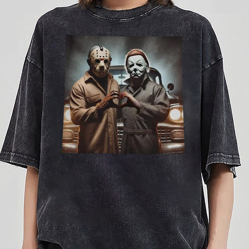 Michael Meyers Halloween Heart Hands Shirt, Michael Meyers Shirt Shirt, Horror Movie Shirt, Myers Thriller Friday the 13th Horror 1 EEE