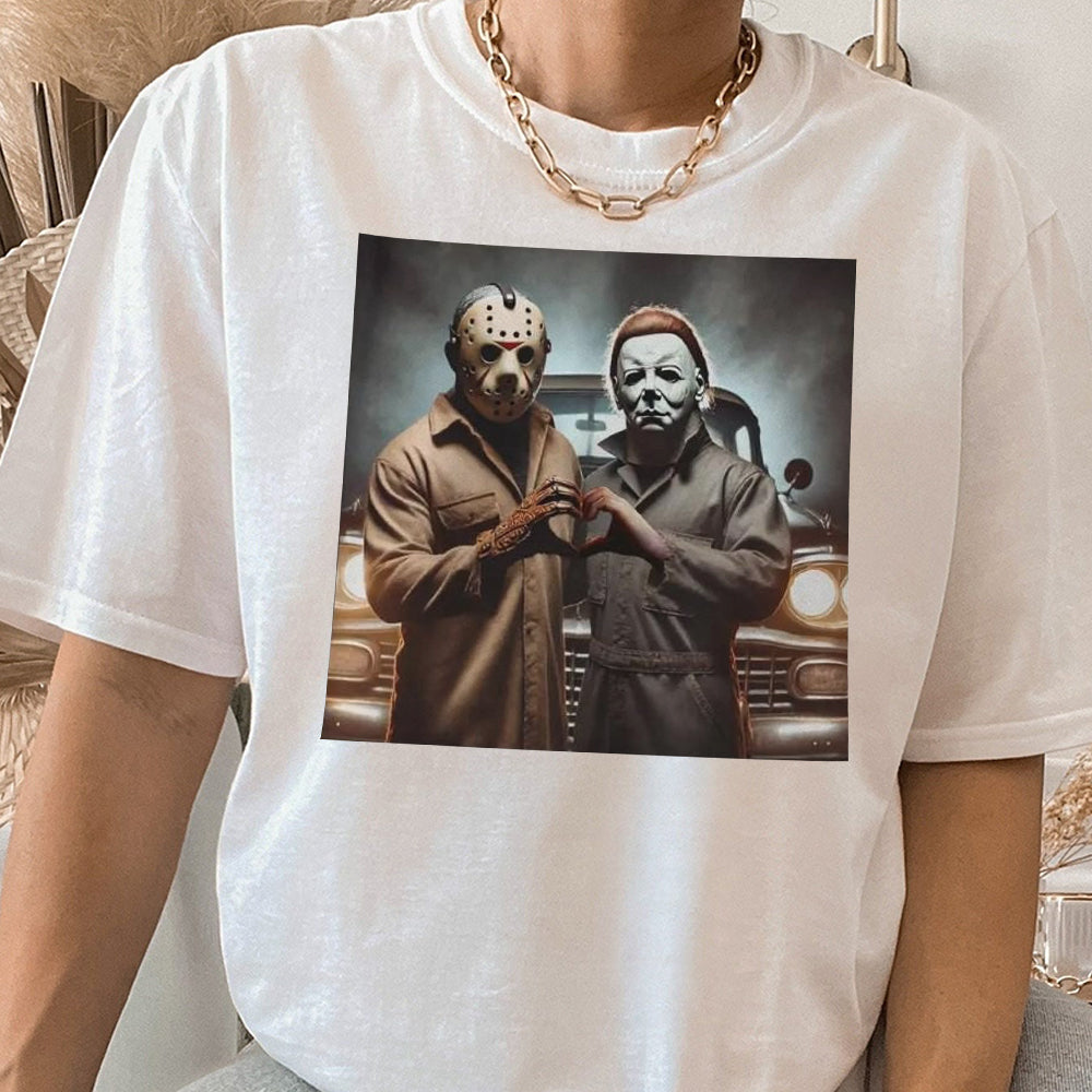Michael Meyers Halloween Heart Hands Shirt, Michael Meyers Shirt Shirt, Horror Movie Shirt, Myers Thriller Friday the 13th Horror 1 EEE