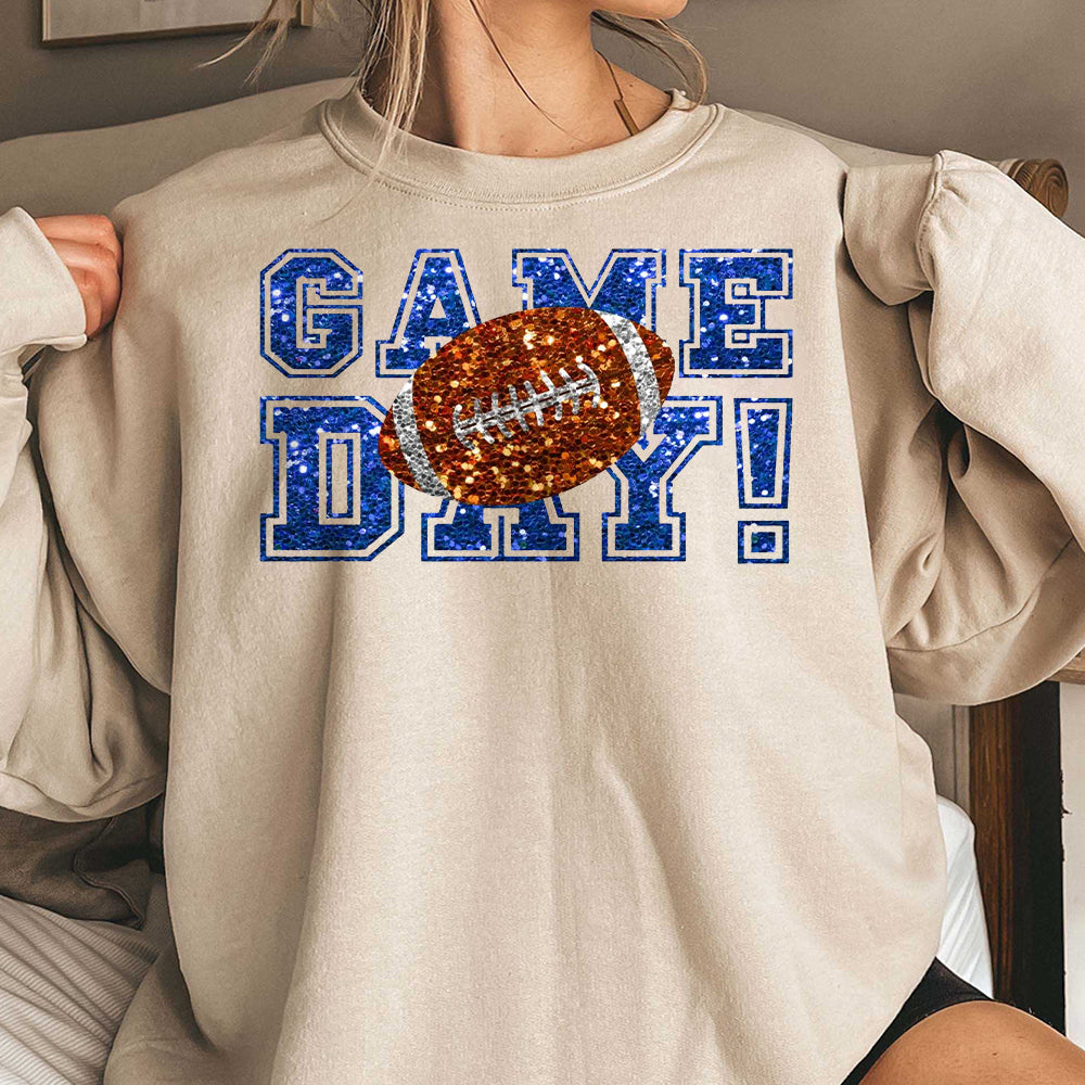 Game Day Football Faux Sequins Glitte, Cute Football Mom Shirt, Custom Mascot Bow Shirt, Game Day Shirt 2 DDD