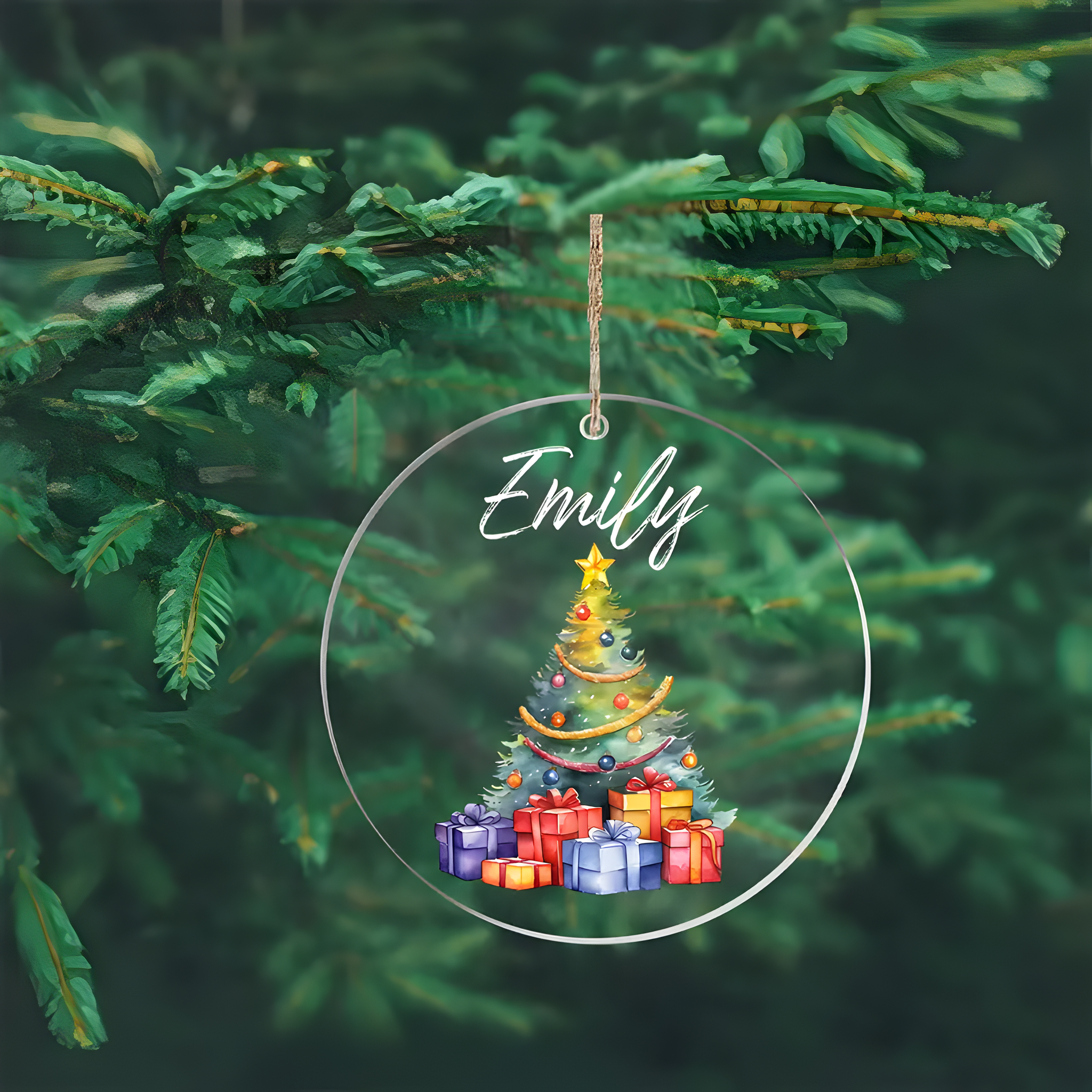Personalized Acrylic Christmas Tree Ornament with Name - Custom Hanging Decoration for Festive Occasions, Non-Electric, Battery-Free, Ideal for Holiday Celebrations, Giftsc ORN2709