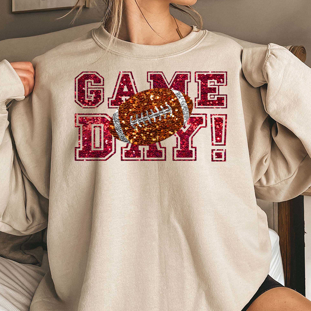 Game Day Football Faux Sequins Glitte, Cute Football Mom Shirt, Custom Mascot Bow Shirt, Game Day Shirt 3 DDD