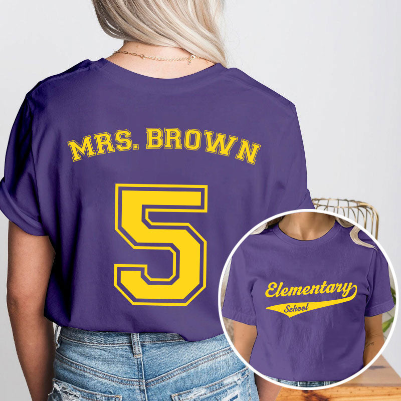 Personalized Sports Baseball Style Team Teacher Two Sided T-Shirt 2MAT88