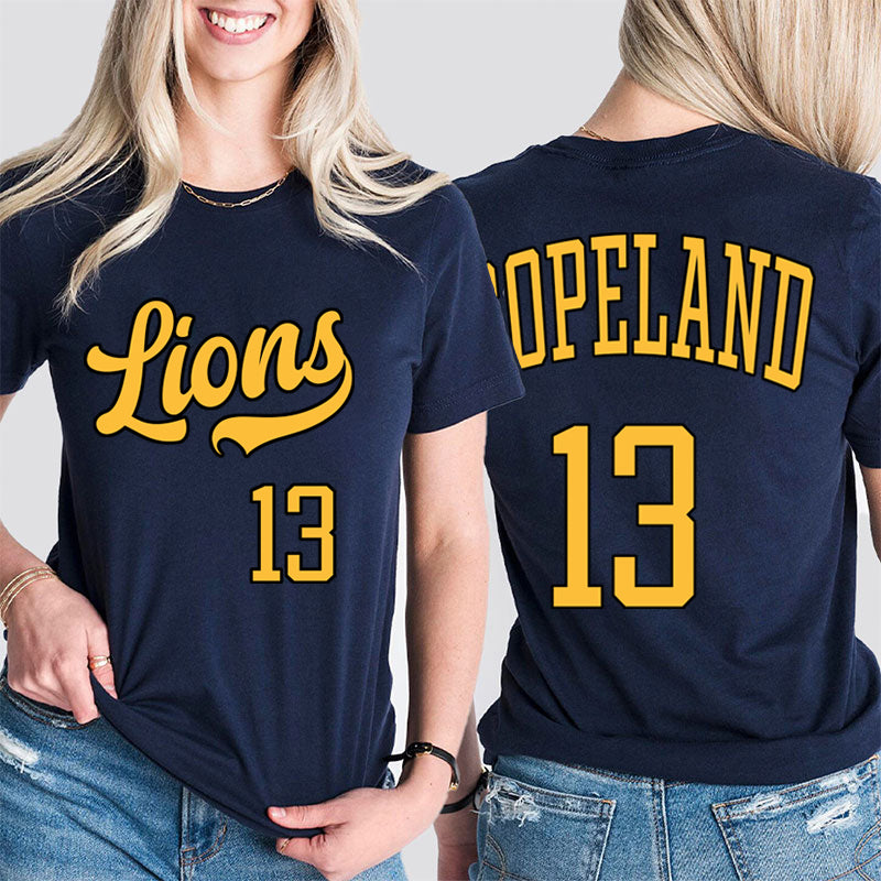 Personalized Mascot And Your Number Simple Font Design Teacher Two Sided T-Shirt 2MAT88