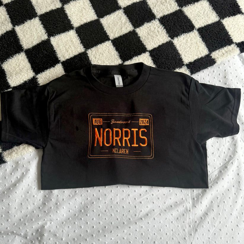 Lando Norris Zandvoort 2024 Vintage License Plate Embroidered T-Shirt EM1209T