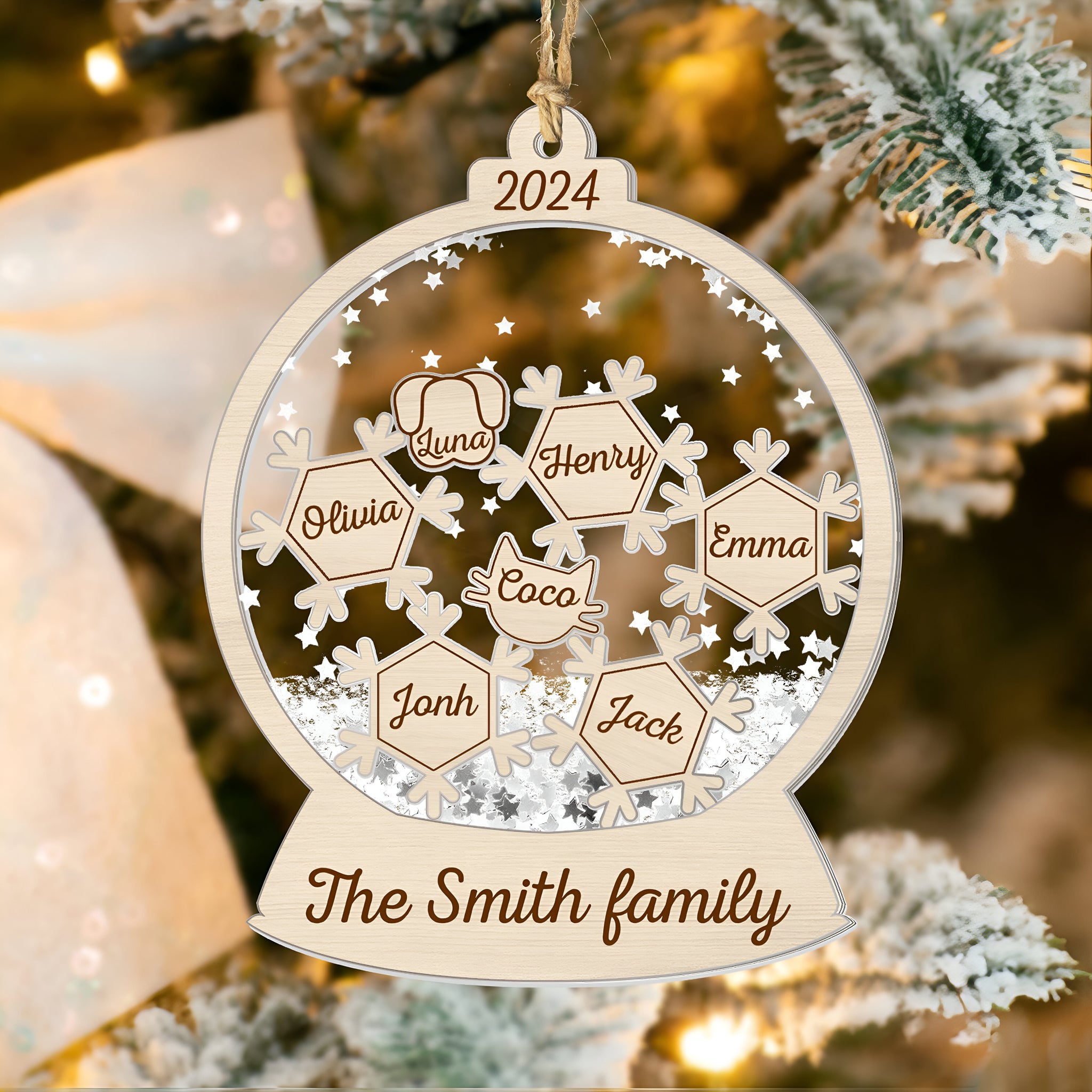 Christmas Family Snow Globe - Personalized 4D Shaker Ornament - Christmas Gift For Family ORN2809