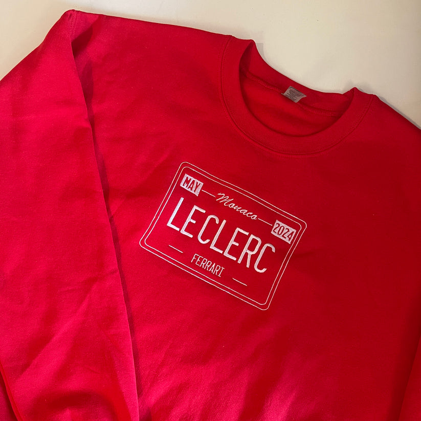 Charles Leclerc Monaco 2024 Vintage License Plate Embroidered Crewneck EM1209T