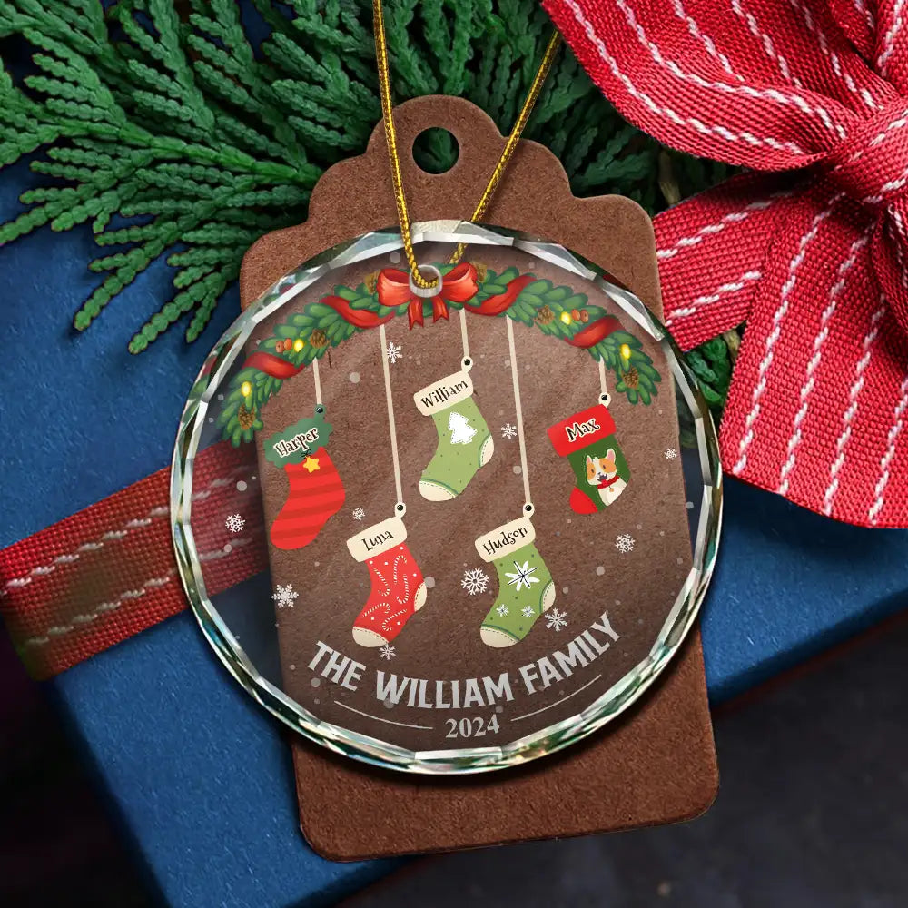 Family Stockings - Personalized Circle Glass Ornament ORNA1210