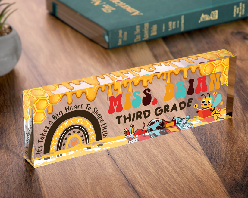 Honey Bee, Personalized Teacher Acrylic Name Plate, Teacher Name Sign, Teacher Appreciation Gift, Teacher Gift, TC31J7