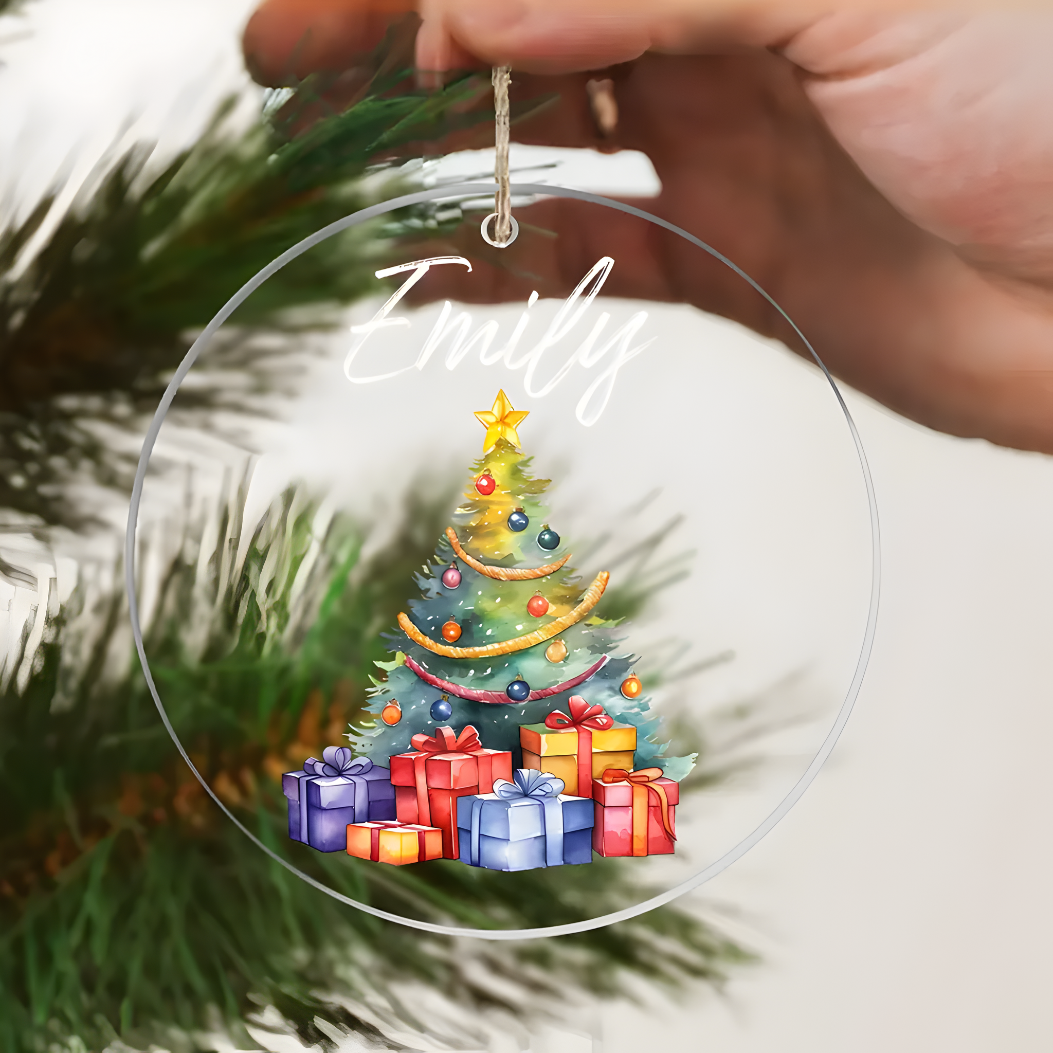 Personalized Acrylic Christmas Tree Ornament with Name - Custom Hanging Decoration for Festive Occasions, Non-Electric, Battery-Free, Ideal for Holiday Celebrations, Giftsc ORN2709