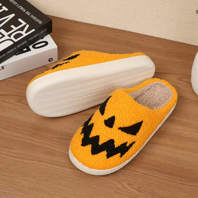 Ghost Face Fuzzy Slippers, Funny Closed Toe Plush Lined House Shoes, Winter Warm Home Slippers SL0808 27