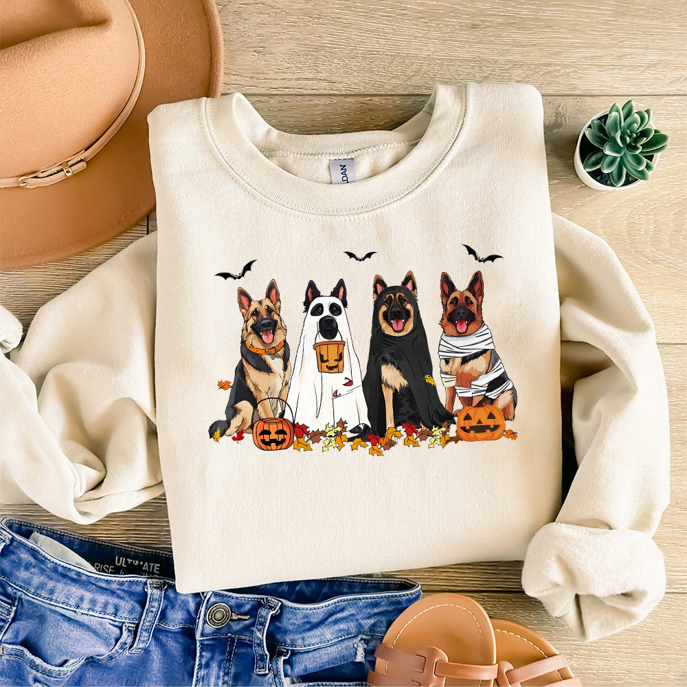 Halloween Dog Sweatshirt, German shepherd Ghost Dogs sweatshirt, Halloween Sweatshirt, Halloween Sweater, Ghost Sweatshirt, Ghost Dog Shirt TD2309 01