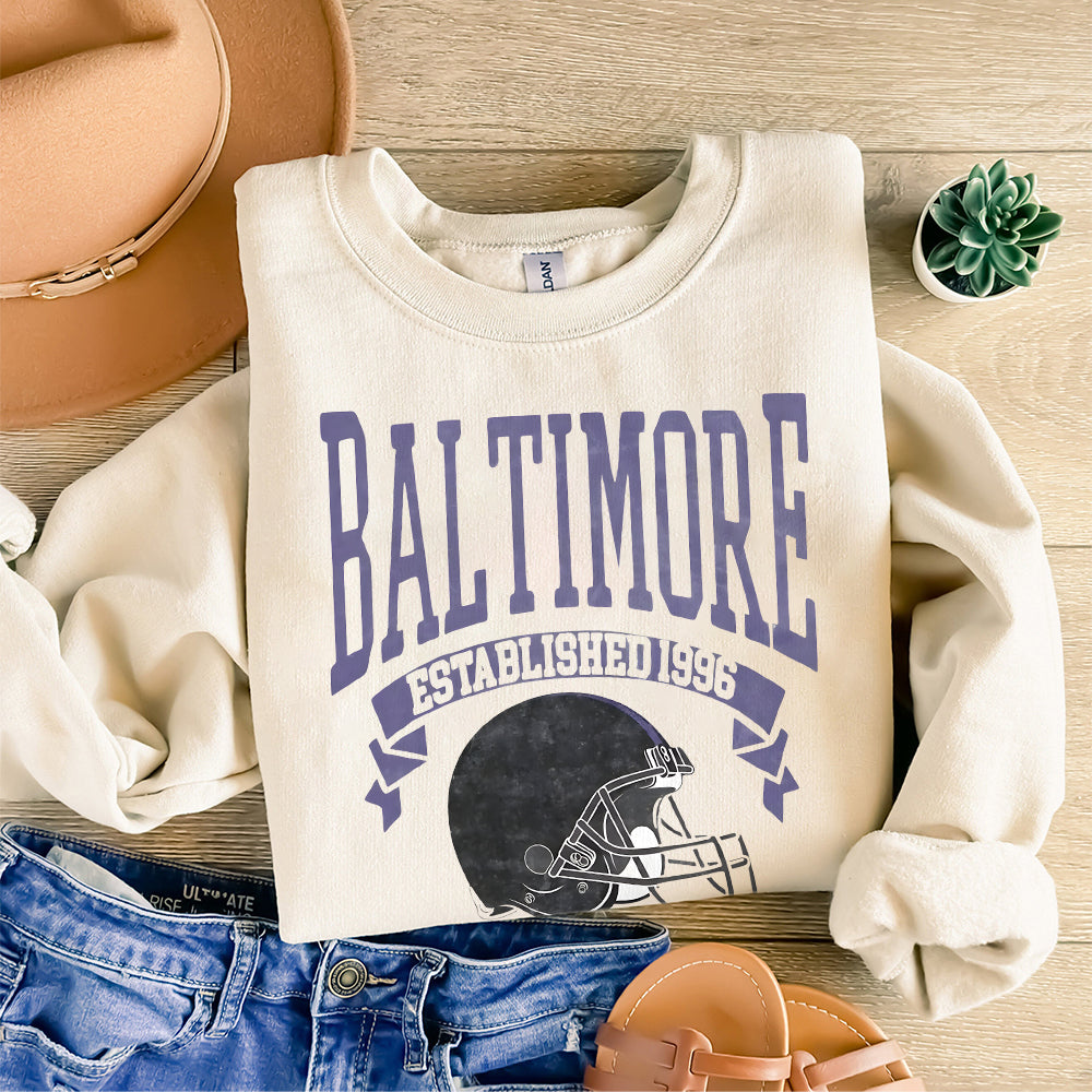 Vintage Style Baltimore Ravens Football Sweatshirt, Retro Baltimore Crewneck Sweatshirt, Plus Size Hoodie, Ravens Football Sweatshirt SP2809 04