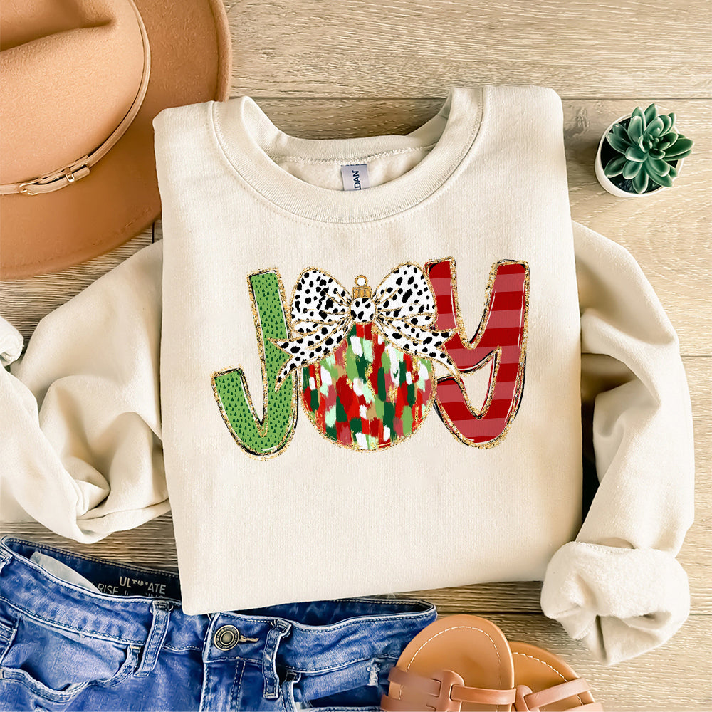JOY Colorful Coquette glitter Christmas ornament png Christmas design dtf Christmas girls winter png santa design bow acrylic brushstroke S94