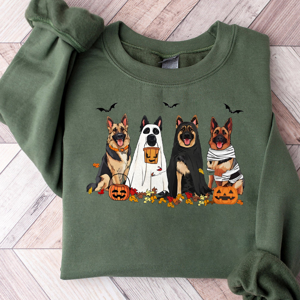 Halloween Dog Sweatshirt, German shepherd Ghost Dogs sweatshirt, Halloween Sweatshirt, Halloween Sweater, Ghost Sweatshirt, Ghost Dog Shirt TD2309 01