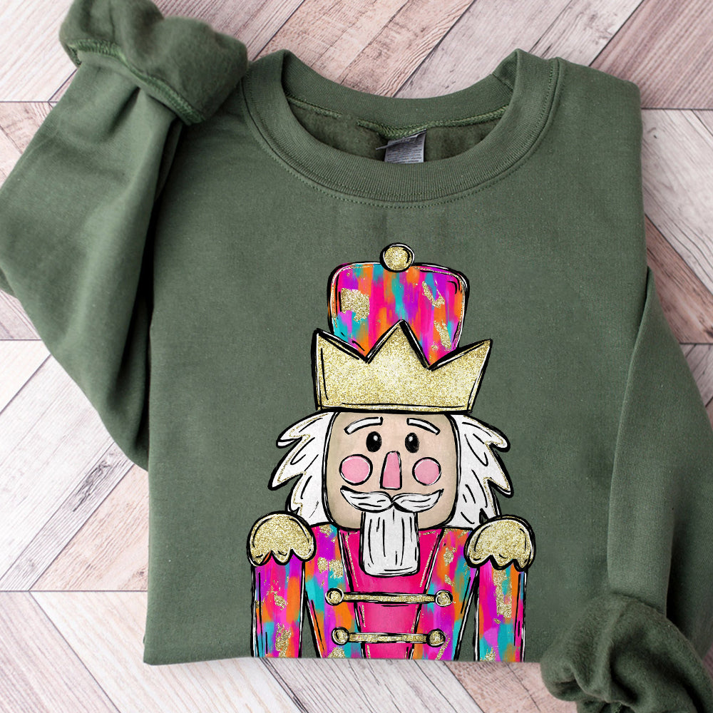 Christmas PNG Design Digital Download  Hand Drawn PNG File  Tshirt design  Colorful Preppy Nutcracker  Gold Glitter Foil  DTF S84 SACH26