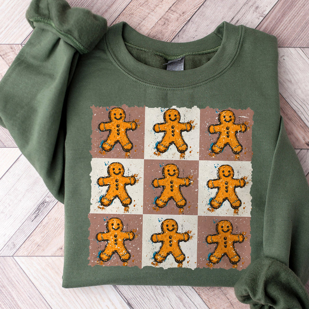 Retro Checkered Gingerbread Man PNG, Trendy Distressed Christmas PNG, Christmas Sublimation, Holiday Shirt Design, Cute Checkered Xmas Png S107