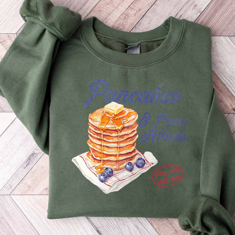 Funny Mental Health Png - Pancakes and Panic Attacks - Womens Mental Health Tee & Png S167 SNA