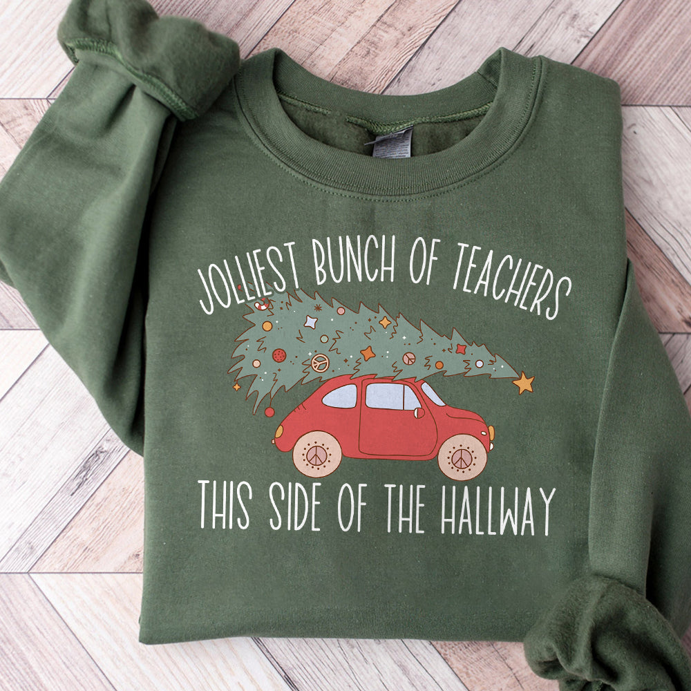 Jolliest Teachers This Side of the Hallway PNG  Retro Christmas Tree shirt design  Cute Christmas T-shirt Sublimation Digital Holiday gift S253 trang 111124