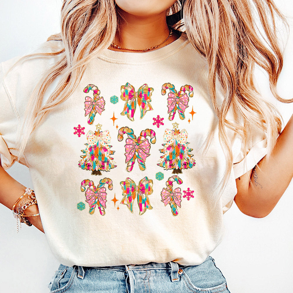 Glitter colorful pink christmas png bundle, Pink christmas png, christmas png, glitter christmas tree cakes png, colorful coquette bows png PNG1510 08 5 NPN