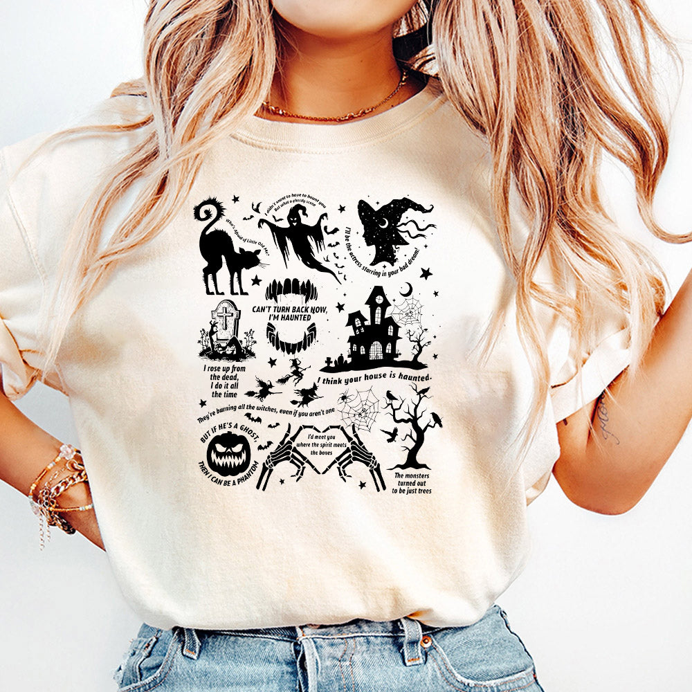 Spooky Halloween Crewneck SweatPng  Swift Lyrics Collage with Halloween Symbols & Lyrics  Cozy Swiftie Fall Apparel PNG0710 12 NPN