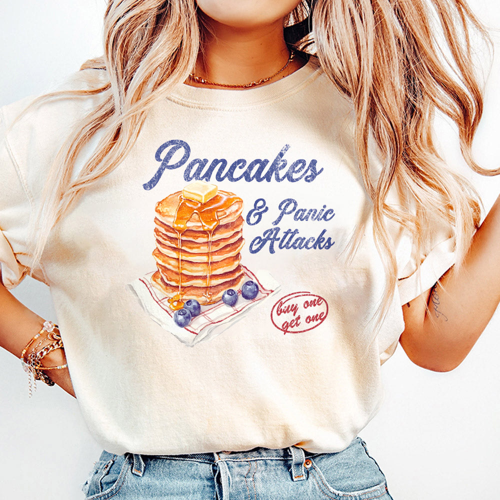 Funny Mental Health Png - Pancakes and Panic Attacks - Womens Mental Health Tee & Png S167 SNA
