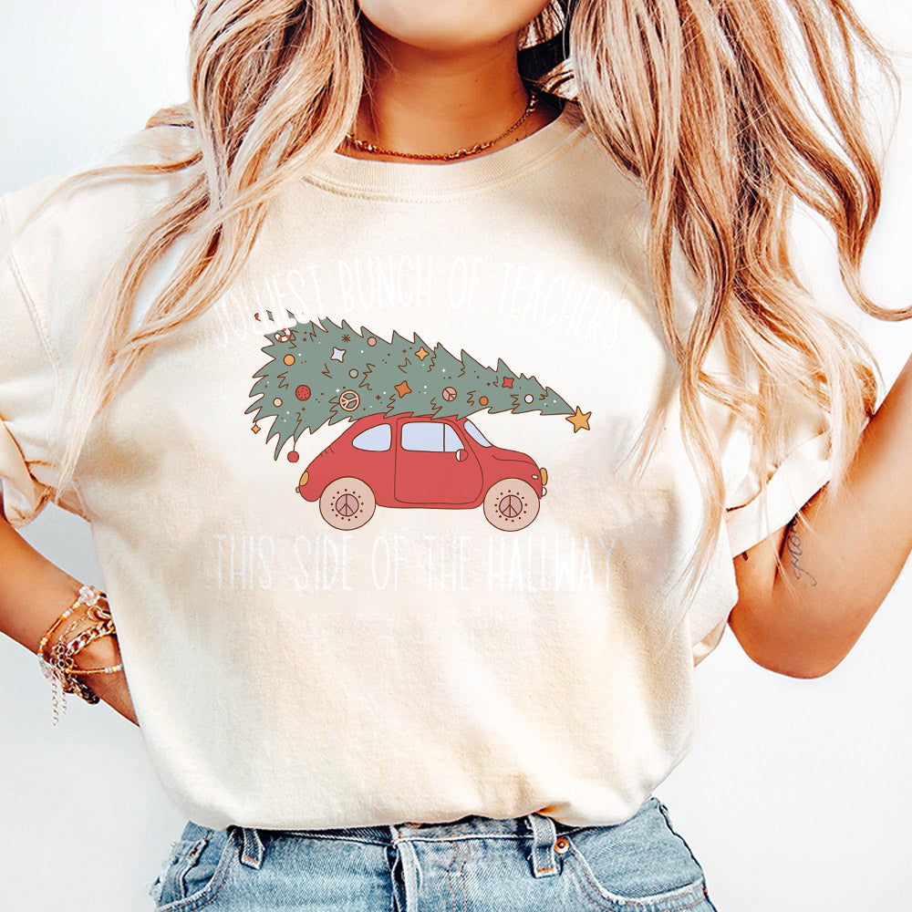 Jolliest Teachers This Side of the Hallway PNG  Retro Christmas Tree shirt design  Cute Christmas T-shirt Sublimation Digital Holiday gift S253 trang 111124