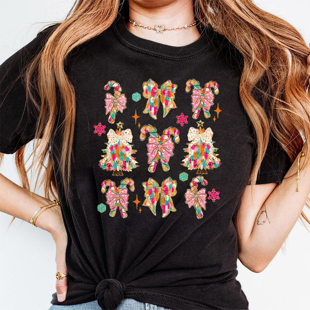 Glitter colorful pink christmas png bundle, Pink christmas png, christmas png, glitter christmas tree cakes png, colorful coquette bows png PNG1510 08 5 NPN