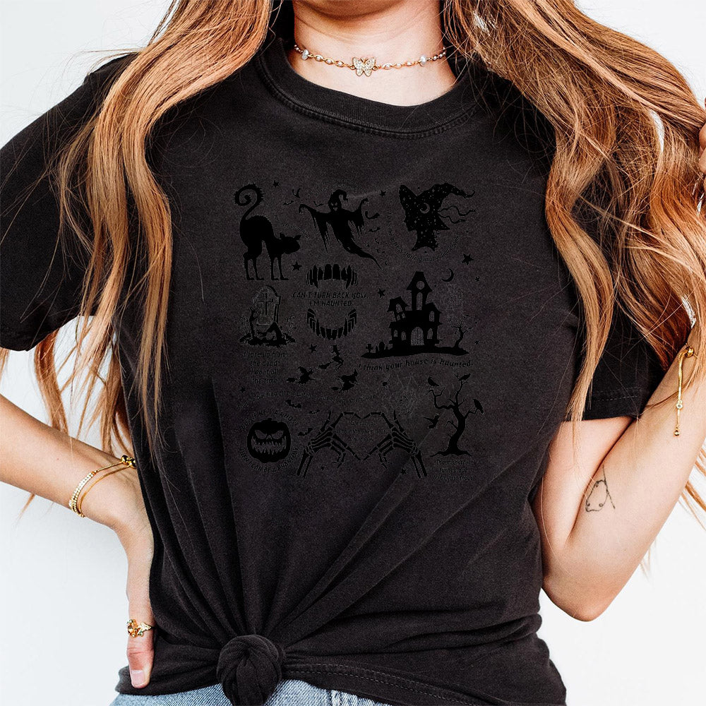 Spooky Halloween Crewneck SweatPng  Swift Lyrics Collage with Halloween Symbols & Lyrics  Cozy Swiftie Fall Apparel PNG0710 12 NPN