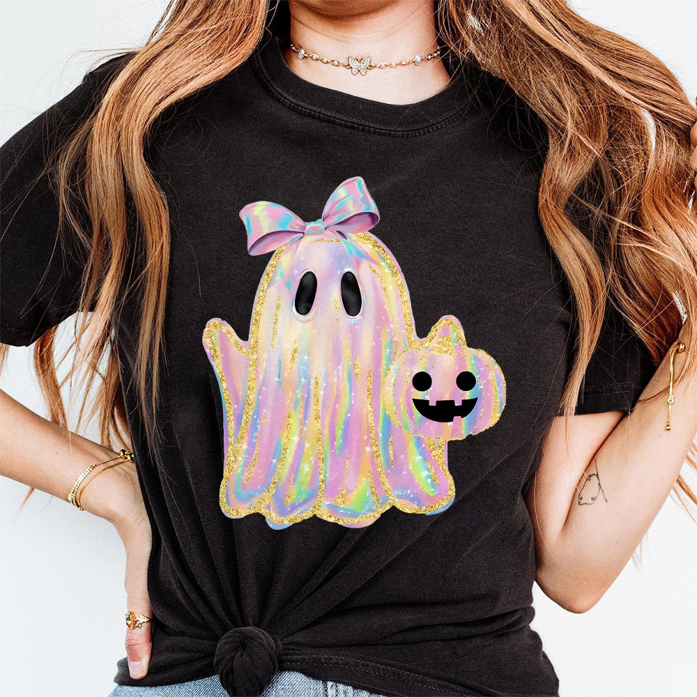 Iridescent Ghost Pumpkin PNG, Coquette Halloween Design, Iridescent Ghost Pumpkin Design, Halloween PNG, Girly Halloween Png, Cute Ghost Png PNG2309 05 NPN