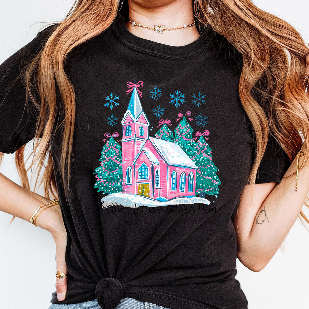 Oh Come Let Us Adore Him Png, Jesus Christmas PNG, Coquette Christmas Tree Png, Hand Drawn, Christian Christmas Png, Watercolor Christmas S29 NAA