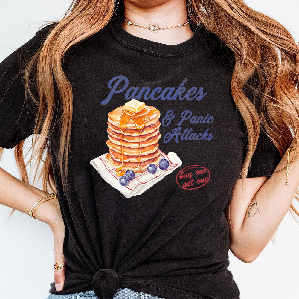 Funny Mental Health Png - Pancakes and Panic Attacks - Womens Mental Health Tee & Png S167 SNA