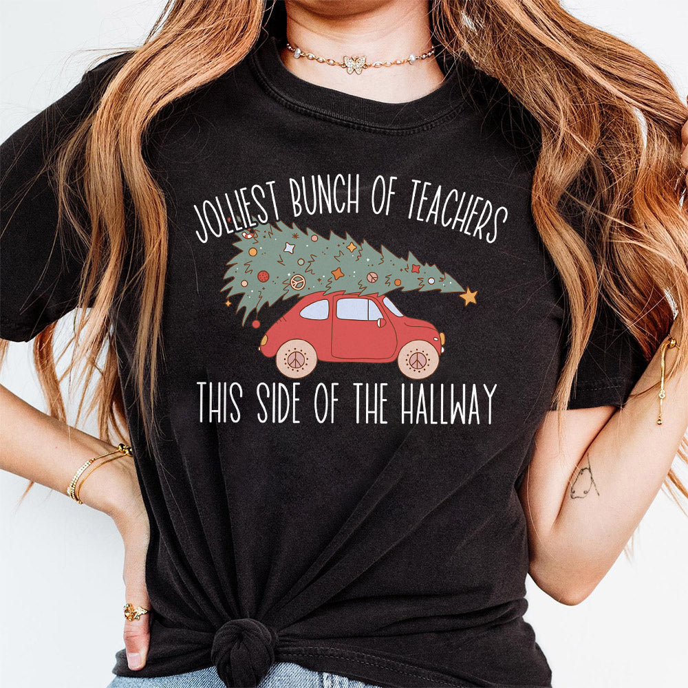 Jolliest Teachers This Side of the Hallway PNG  Retro Christmas Tree shirt design  Cute Christmas T-shirt Sublimation Digital Holiday gift S253 trang 111124