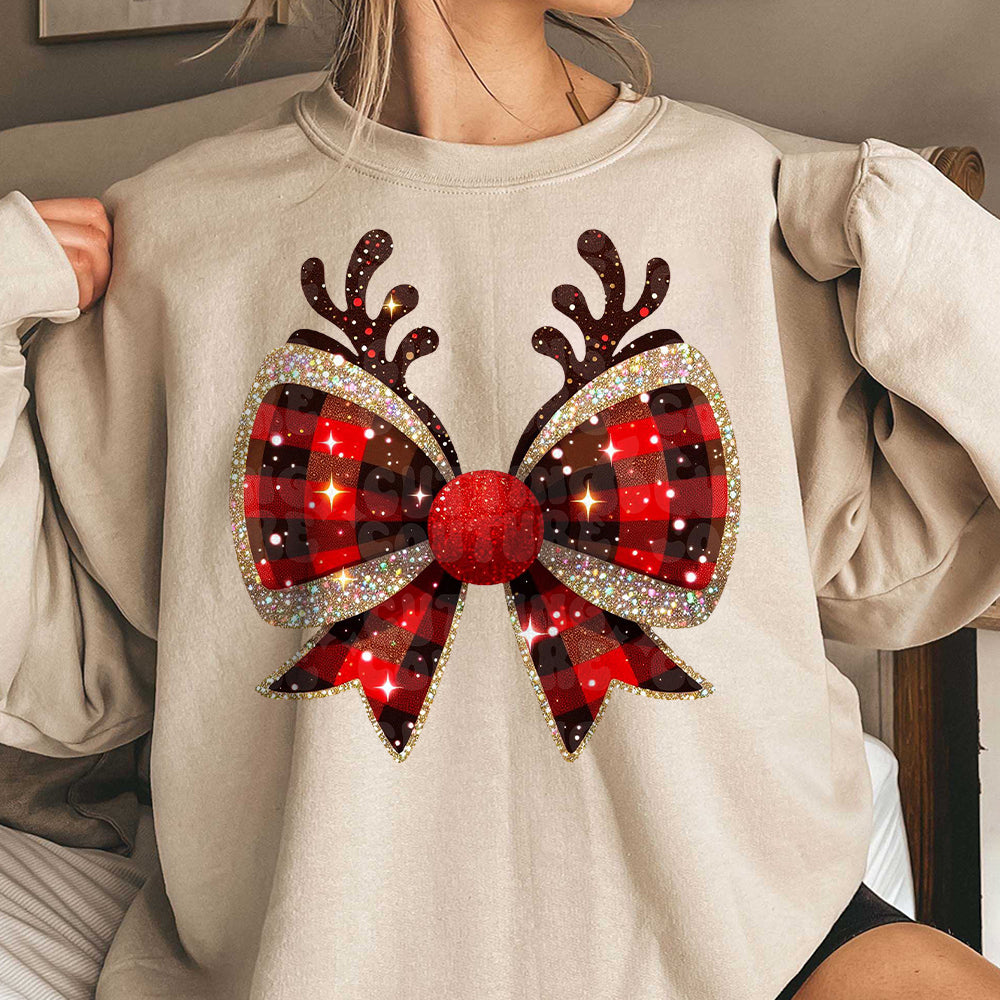 Christmas Coquette Bow Shirt, Coquette Christmas Shirt, Reindeer Bow Shirt, Christmas  , Christmas Shirt AAA