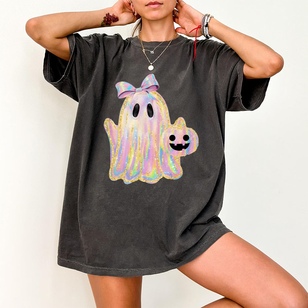 Iridescent Ghost Pumpkin PNG, Coquette Halloween Design, Iridescent Ghost Pumpkin Design, Halloween PNG, Girly Halloween Png, Cute Ghost Png PNG2309 05 NPN