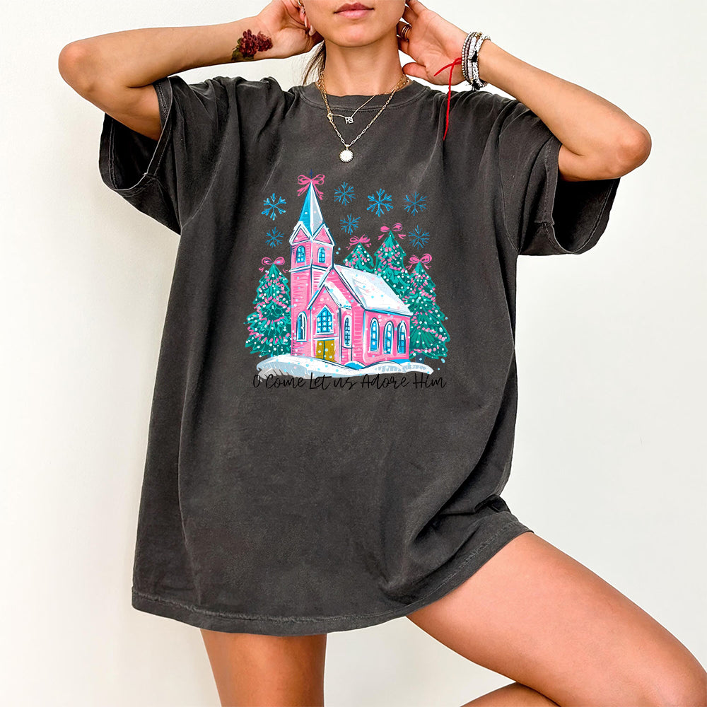 Oh Come Let Us Adore Him Png, Jesus Christmas PNG, Coquette Christmas Tree Png, Hand Drawn, Christian Christmas Png, Watercolor Christmas S29 NAA