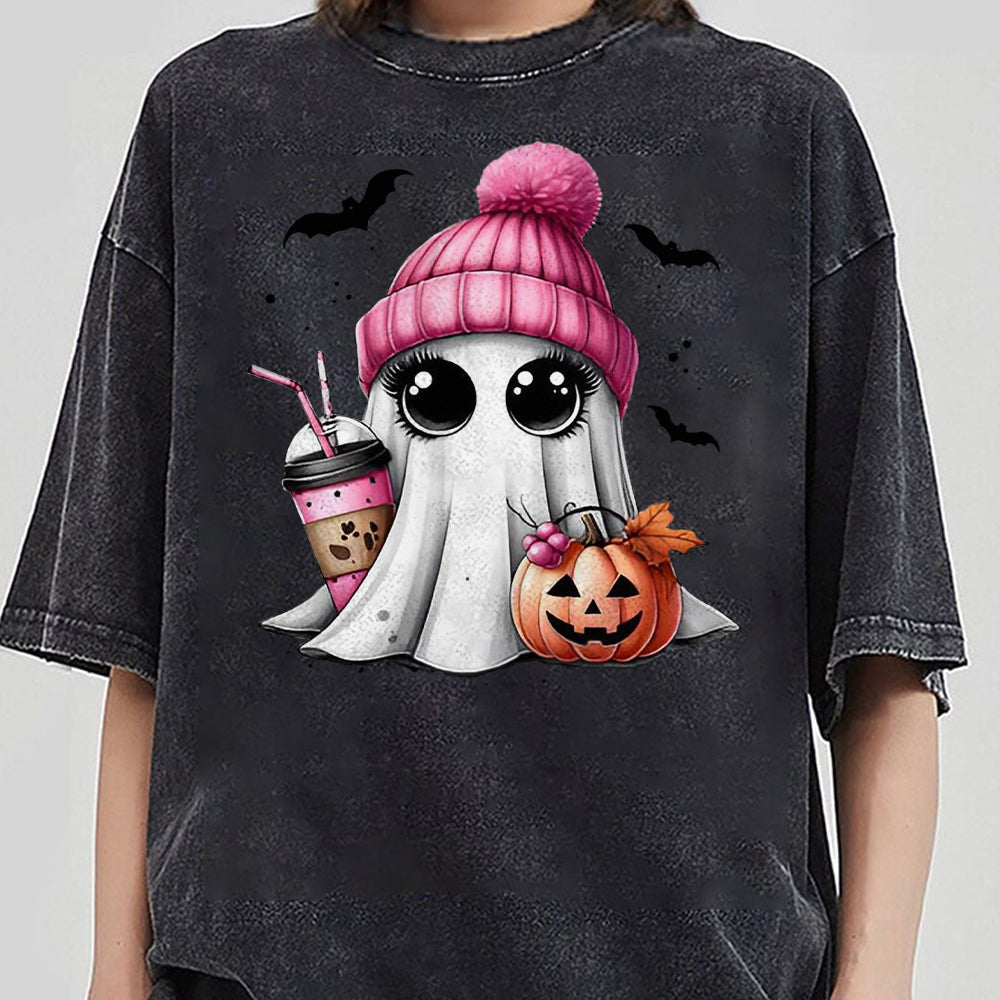 Pink Cute Ghost Coquette Bow Halloween Shirt, Halloween Ghosts Tshirt, Cute Ghost Shirt, Halloween Sweater, Halloween Party, Halloween Gift 1 FB2708