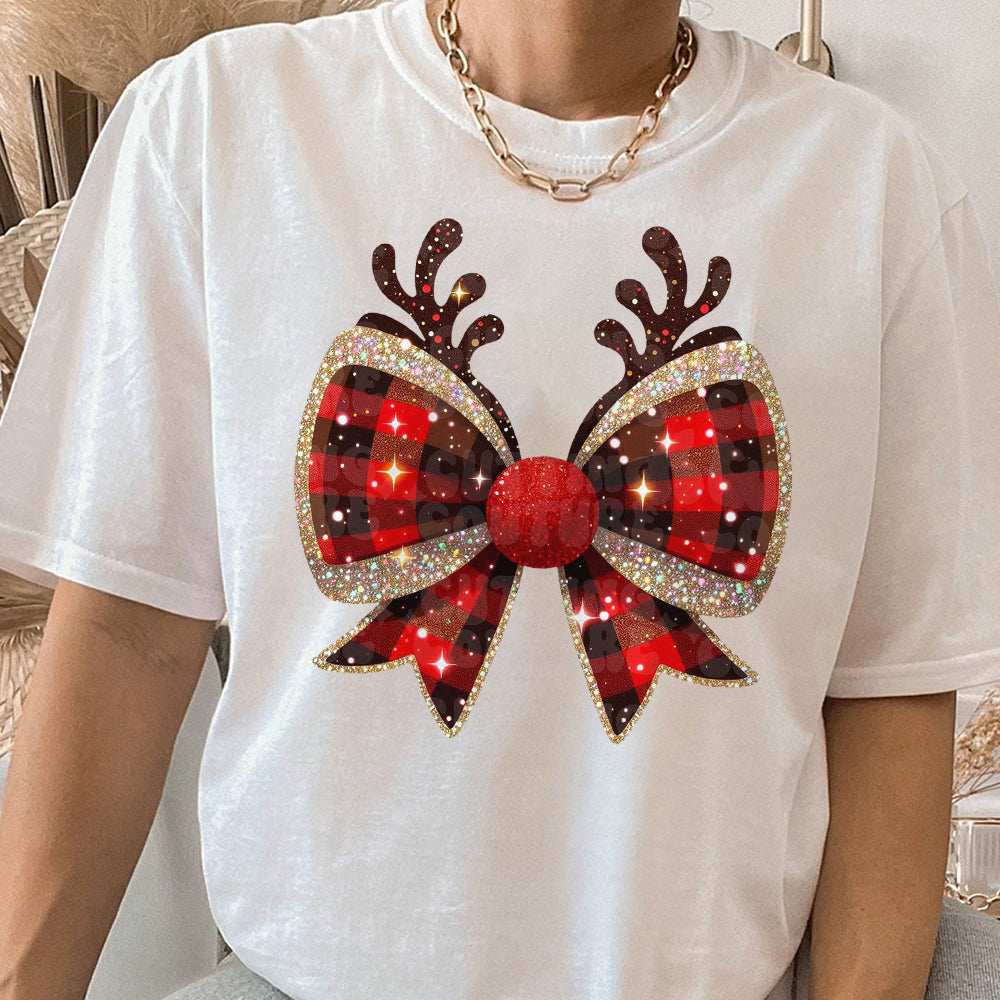 Christmas Coquette Bow Shirt, Coquette Christmas Shirt, Reindeer Bow Shirt, Christmas  , Christmas Shirt AAA