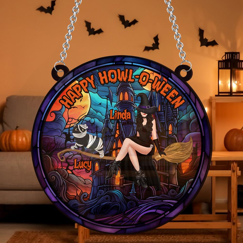 Happy Howl-o-ween! Personalized Dog Cat Personalized Suncatcher ORHA2208