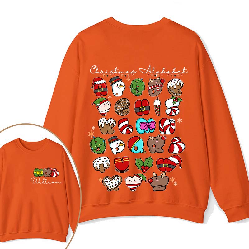 Personalized Christmas Alphabet Teacher Two Sided Sweatshirt 2MAT68