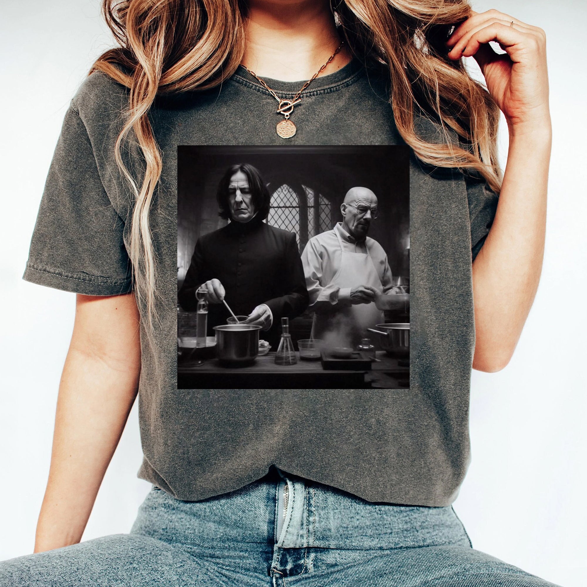 Vintage Severus Snape And Walter White In Lab Comfort T-shirt, Wizard House Christmas Birthday Gift, Potter Halloween Shirt JJJ